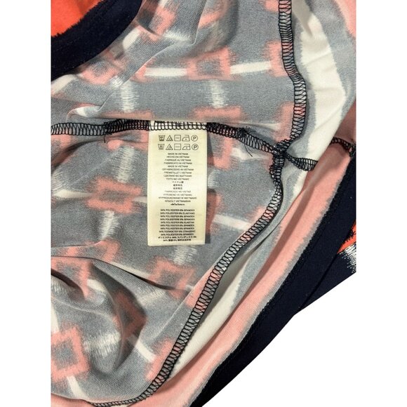 Michael Kors Womens L Long Sleeve Geometric Pattern Dress Blue Orange Stretch - Picture 8 of 9